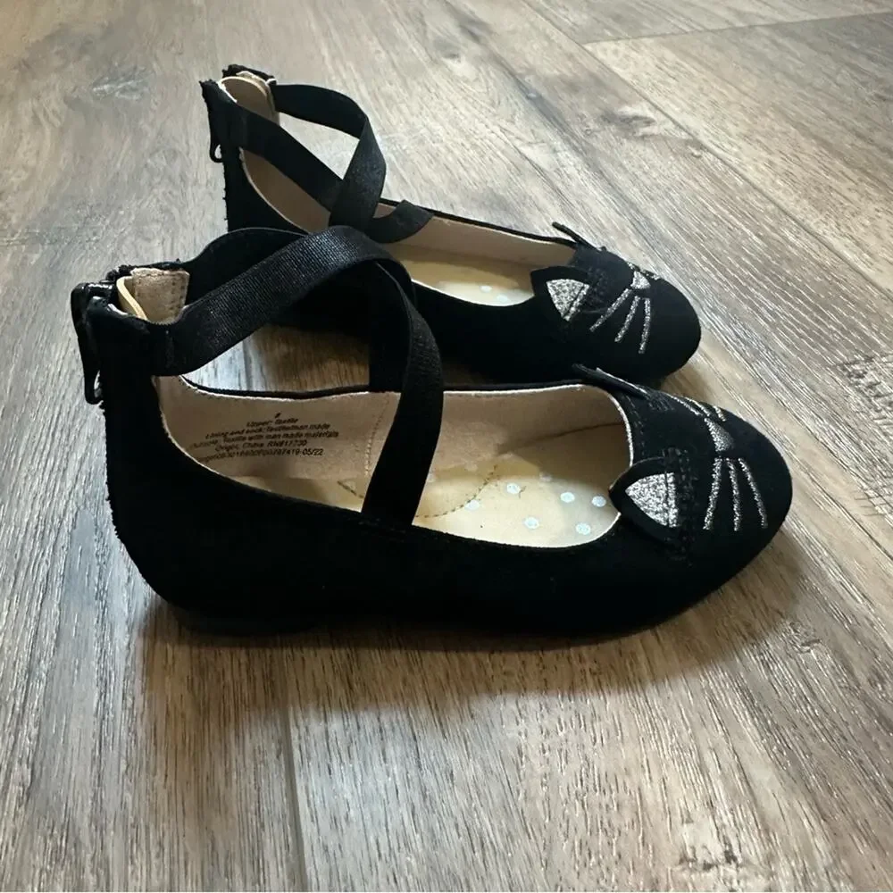 NEW! Cat & Jack Girl’s Trinity Slip-On Ballet Flats, Cat, Zippered, Size 8